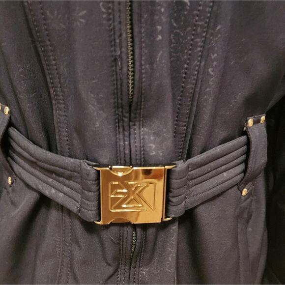 ZERO EXPOSUR BLUE WITH PRINT BUCKLE WINTER JACKET WITH HOOD SIZE MED - Picture 5 of 11